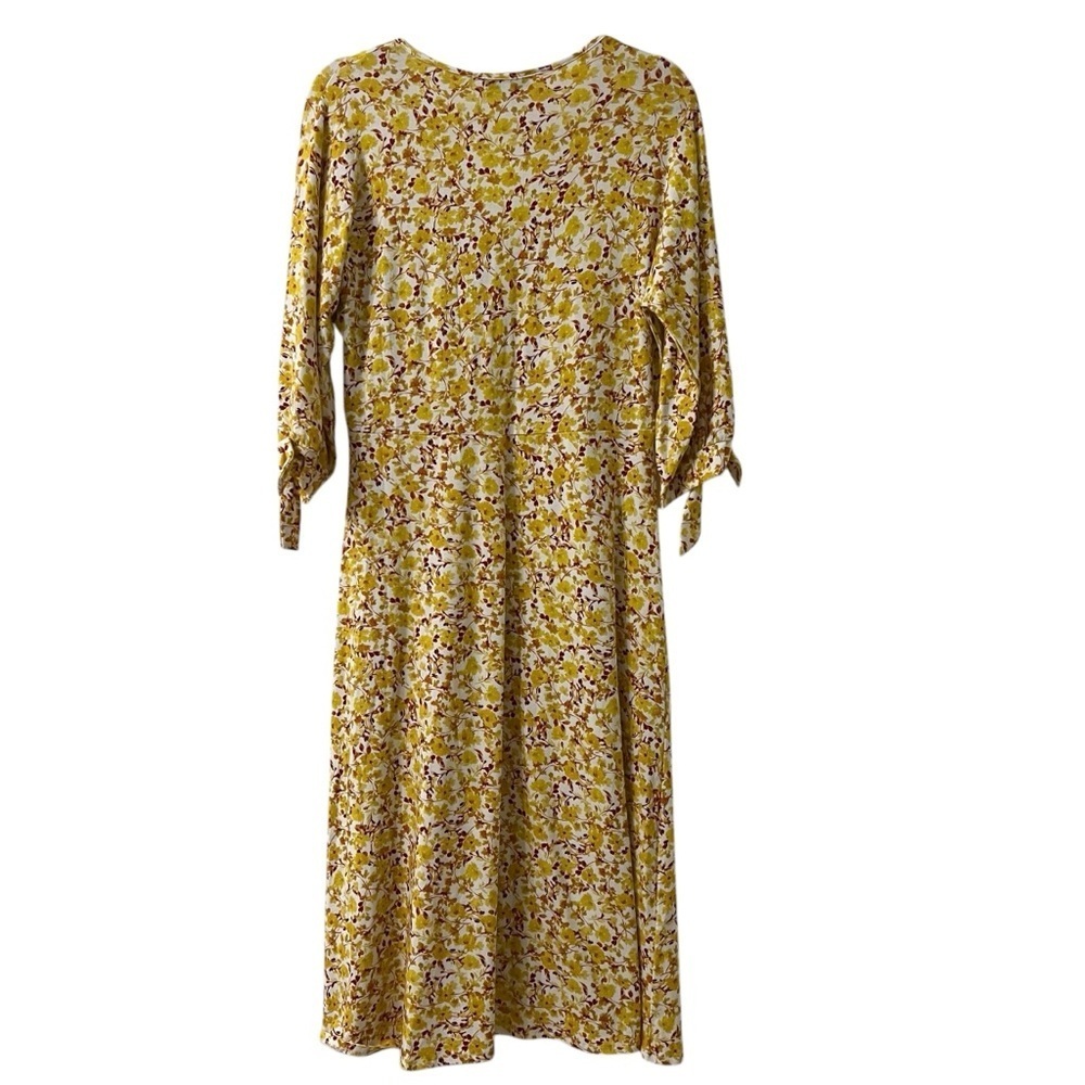 Amour Vert Cali Reverie Organic Cotton Jersey Midi Dress Yellow Floral Large - Picture 5 of 6